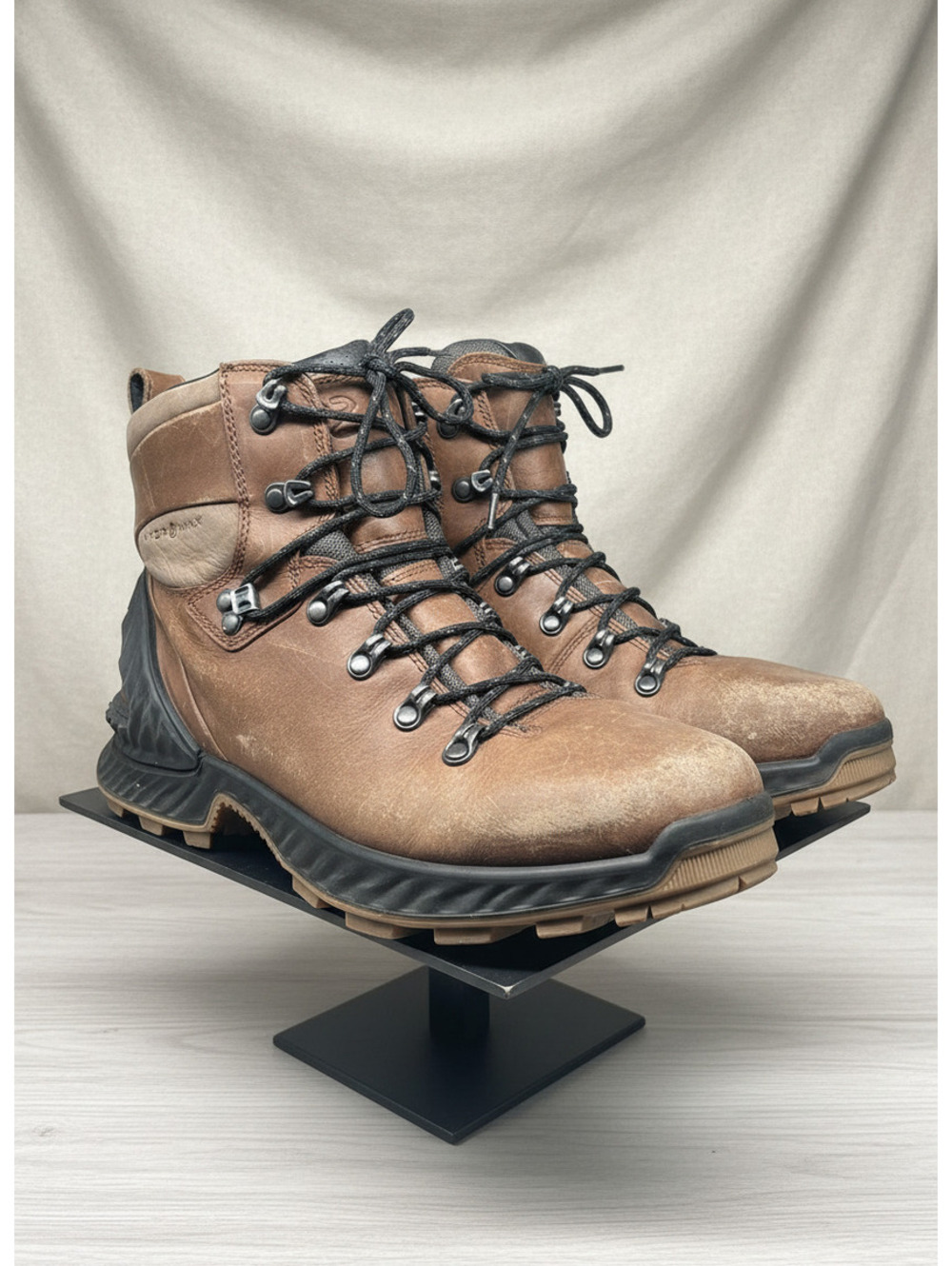 Ecco Hydromax Brown Leather Waterproof Hiking Boots, Size 43, Durable